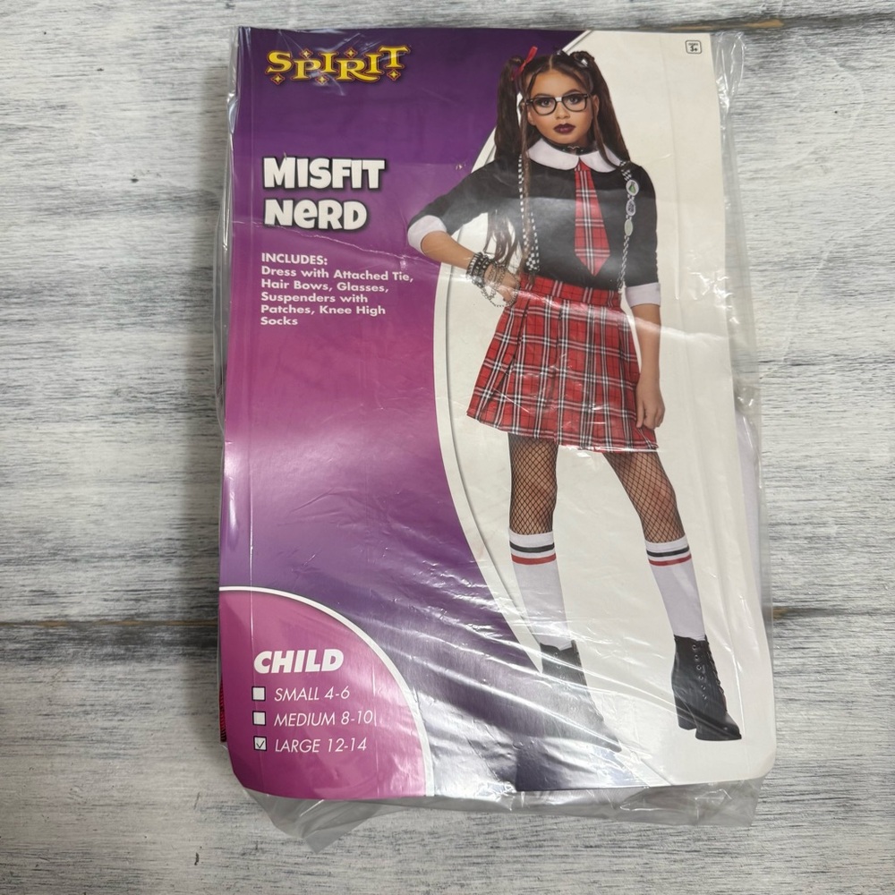 Spirit Misfit Nerd Costume - Red Plaid and Black